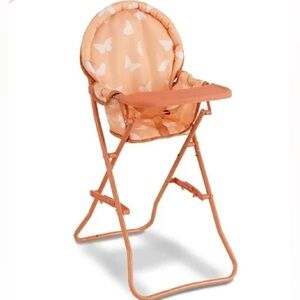 Peach Butterfly Folding Doll High Chair - Lightweight Portable Booster